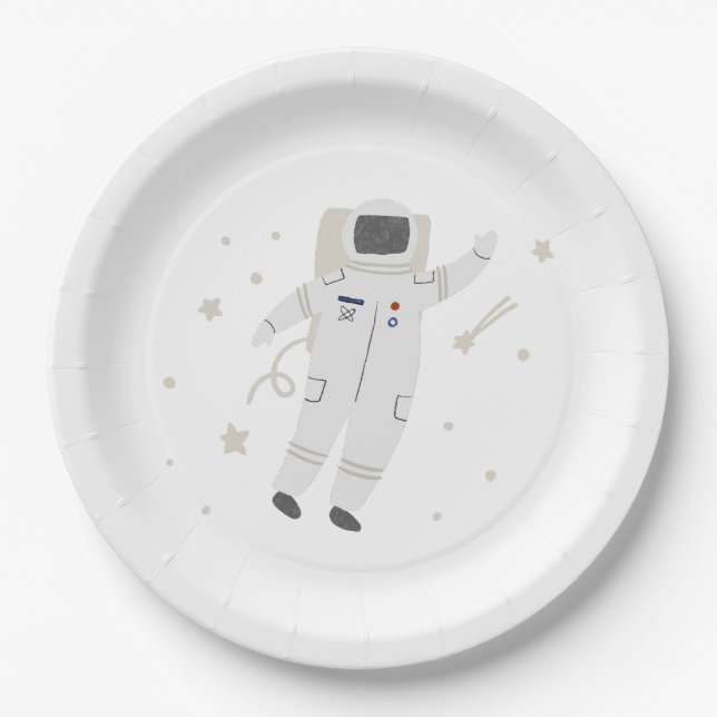 Assiettes En Carton Astronaut & Stars Space Anniversaire (Devant)