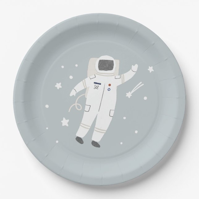 Assiettes En Carton Astronaut & Stars Space Anniversaire (Devant)