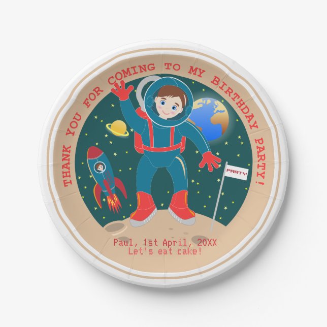 Assiettes En Carton Astronaute (Devant)
