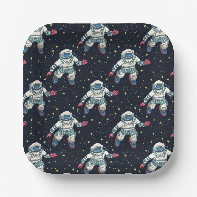 Assiettes En Carton Astronaute de l'espace (Recto)