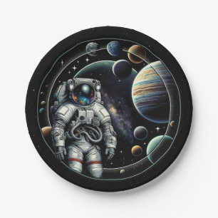 Assiettes En Carton Astronaute vintage et planètes