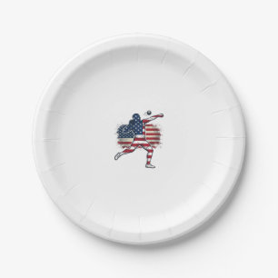 Assiettes En Carton Athlète de lancer de poids patriotique Gravure vin