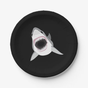 Assiettes En Carton Attaque de requin - le grand requin blanc montre