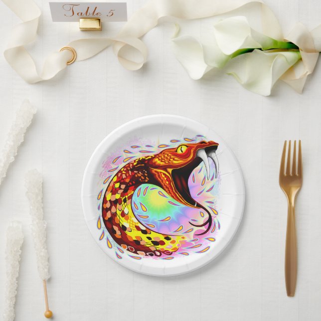 Assiettes En Carton Attaque de serpent Psychedelic Surreal Art (Mariage)