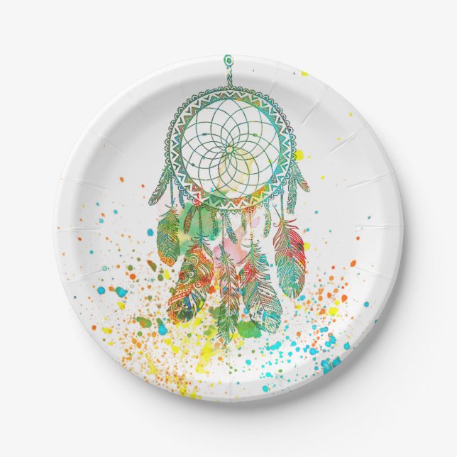 Assiettes En Carton Attrape-rêve éclaboussé (Devant)
