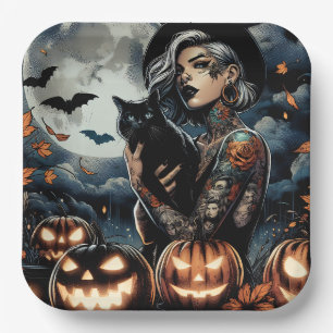 Assiettes En Carton Attraper une chambre Sorcière à thème Halloween