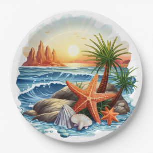 Assiettes En Carton Au bord de la mer