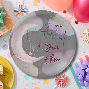 Assiettes En Carton Au-dessus de la lune belle anniversaire de enfant