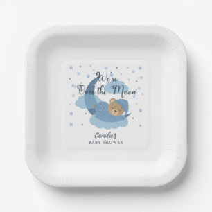 Assiettes En Carton Au-Dessus De La Lune Coucher Baby shower Garçon