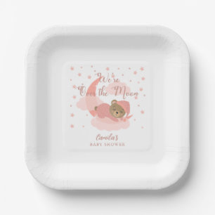 Assiettes En Carton Au-Dessus De La Lune Dormir L'Ours Baby shower Fil