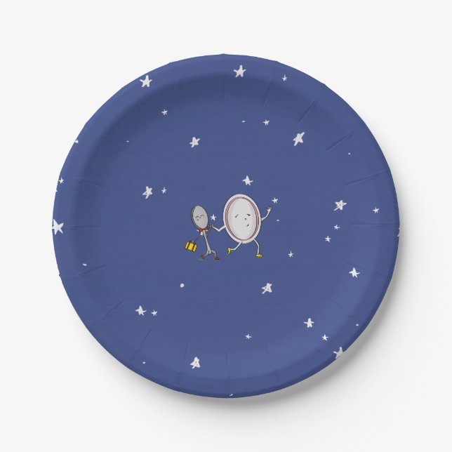 Assiettes En Carton Au-Dessus De La Lune Hey Diddle Diddle Baby shower (Devant)