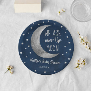Assiettes En Carton Au-Dessus De La Lune Plaque de papier Baby showe
