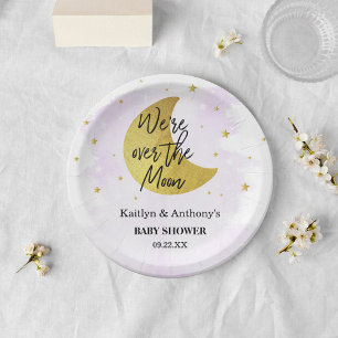 Assiettes En Carton Au-Dessus De La Lune Plaque papier Baby shower n