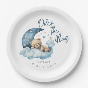 Assiettes En Carton Au-dessus du Baby shower de la Lune