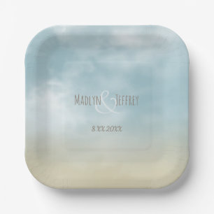 Assiettes En Carton Au surf océanique de la plage mariage