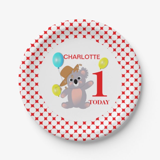 Assiettes En Carton Australien Koala Bear mignonne Graphisme (Devant)