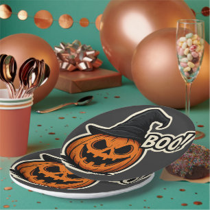 Assiettes En Carton Autocollant Halloween drôle et effrayant