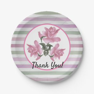 Assiettes En Carton Autocollant rond à motif délicat à rayures