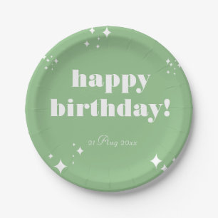 Assiettes En Carton Autocollant Sea Green Birthday