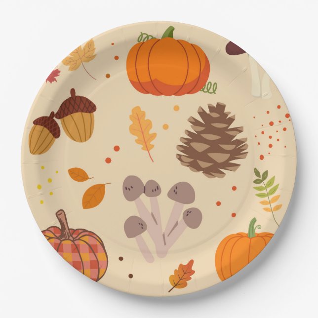 Assiettes En Carton Automne (Devant)
