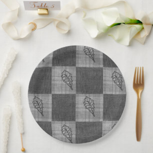 Assiettes En Carton Automne 4 coins Tons gris Plaque de dîner