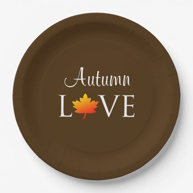 Assiettes En Carton Automne Amour Rustique Mariage de automne Orange F (Devant)