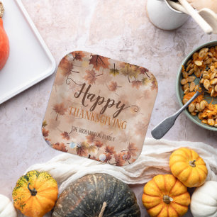 Assiettes En Carton Automne Automne Bon thanksgiving Feuille Brown