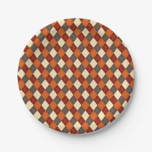 Assiettes En Carton Automne/Automne En vichy motif