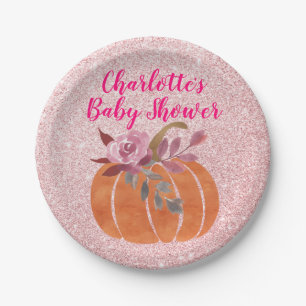 Assiettes En Carton Automne Automne Floral Citrouille Rose Gold