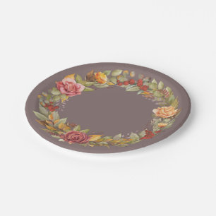 Assiettes En Carton Automne/Automne Floral Wreath Thanksgiving