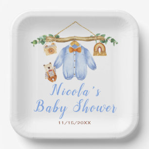 Assiettes En Carton Automne Automne Vêtements Ligne Baby shower garçon