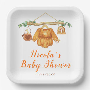 Assiettes En Carton Automne Automne Vêtements Ligne Fille Baby shower