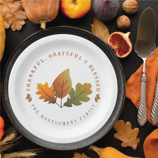 Assiettes En Carton Automne Chêne Feuilles Grâces Thanksgiving Party