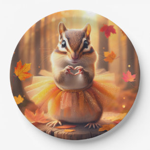 Assiettes En Carton Automne Chipmunk Avec Tutu et Coeur