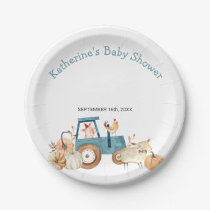 Assiettes En Carton Automne Citrouille ferme tracteur d'animaux Floral