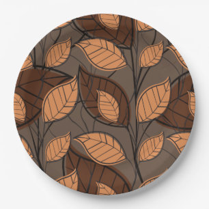 Assiettes En Carton Automne Feuilles Brown