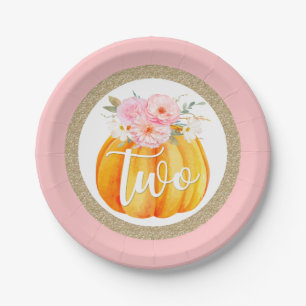 Assiettes En Carton Automne Floral Citrouille Baby Girl's 2e anniversa
