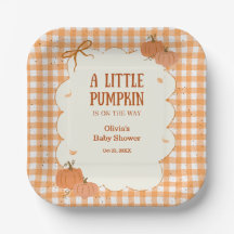 Automne Gingham Un Petit Bébé Citrouille Shower