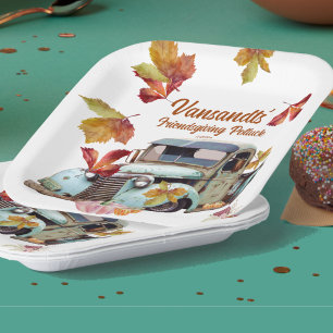 Assiettes En Carton Automne laisse Vintage Blue Truck Citrouilles