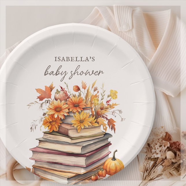 Assiettes En Carton Automne Livre d'automne Thème | Baby shower (Créateur téléchargé)