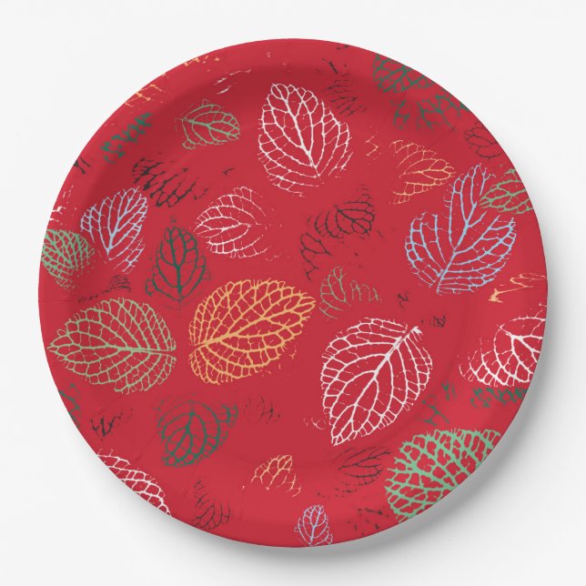 Assiettes En Carton Automne, Motif Feuille (Devant)