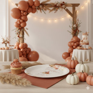 Assiettes En Carton Automne Petit Citrouille Rustique Baby shower en t