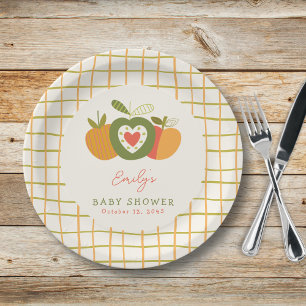 Assiettes En Carton Automne Pomme thème Baby shower genre neutre