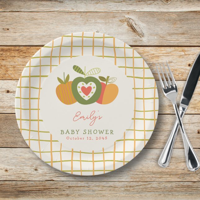 Assiettes En Carton Automne Pomme thème Baby shower genre neutre (Créateur téléchargé)