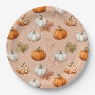 Assiettes En Carton Automne Rustic Harvest - Citrouille et Feuille