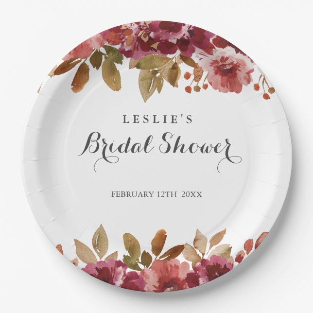 Assiettes En Carton Automne Rustique Brunch & Fête des mariées Bubbly (Devant)