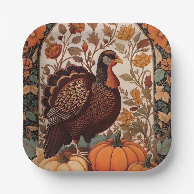 Assiettes En Carton Automne turc vintage et Citrouille (Recto)