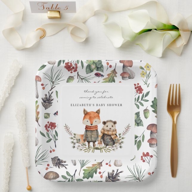Assiettes En Carton Automne Woodland | Baby shower Animaux forestiers (Mariage)