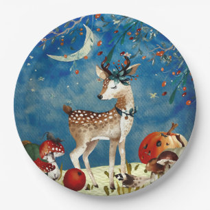 Assiettes En Carton Automne Woodland Friends Deer Forest Illustration