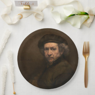 Assiettes En Carton Autoportrait de Rembrandt : Peintre de l'Âge d'or 